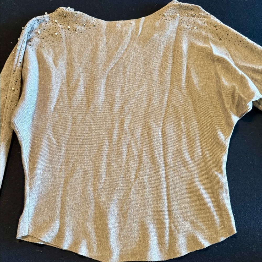 Vila Milano Grey Pearl Silver Metallic Dolman Sweater - Picture 5 of 8